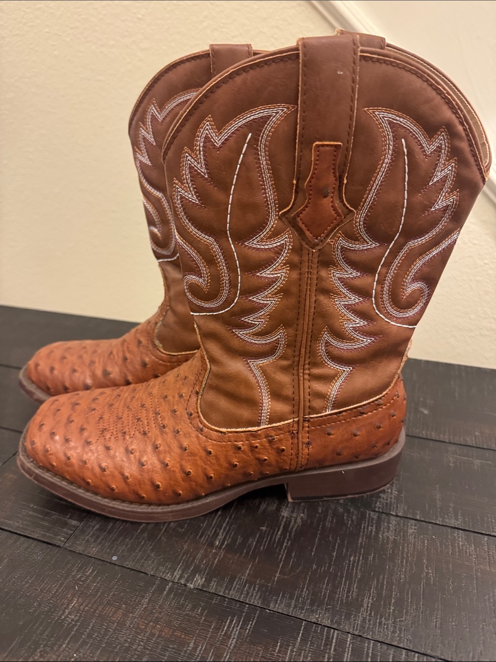 Roper Brown Ostrich-Pattern Western Cowboy Boots